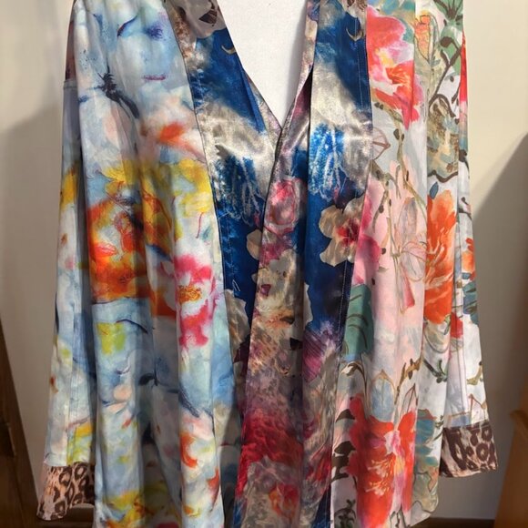 NWT JOHN MARK Multicolor REVERSIBLE Kimono - Size 3x (Polyester/Spandex) - Picture 2 of 12